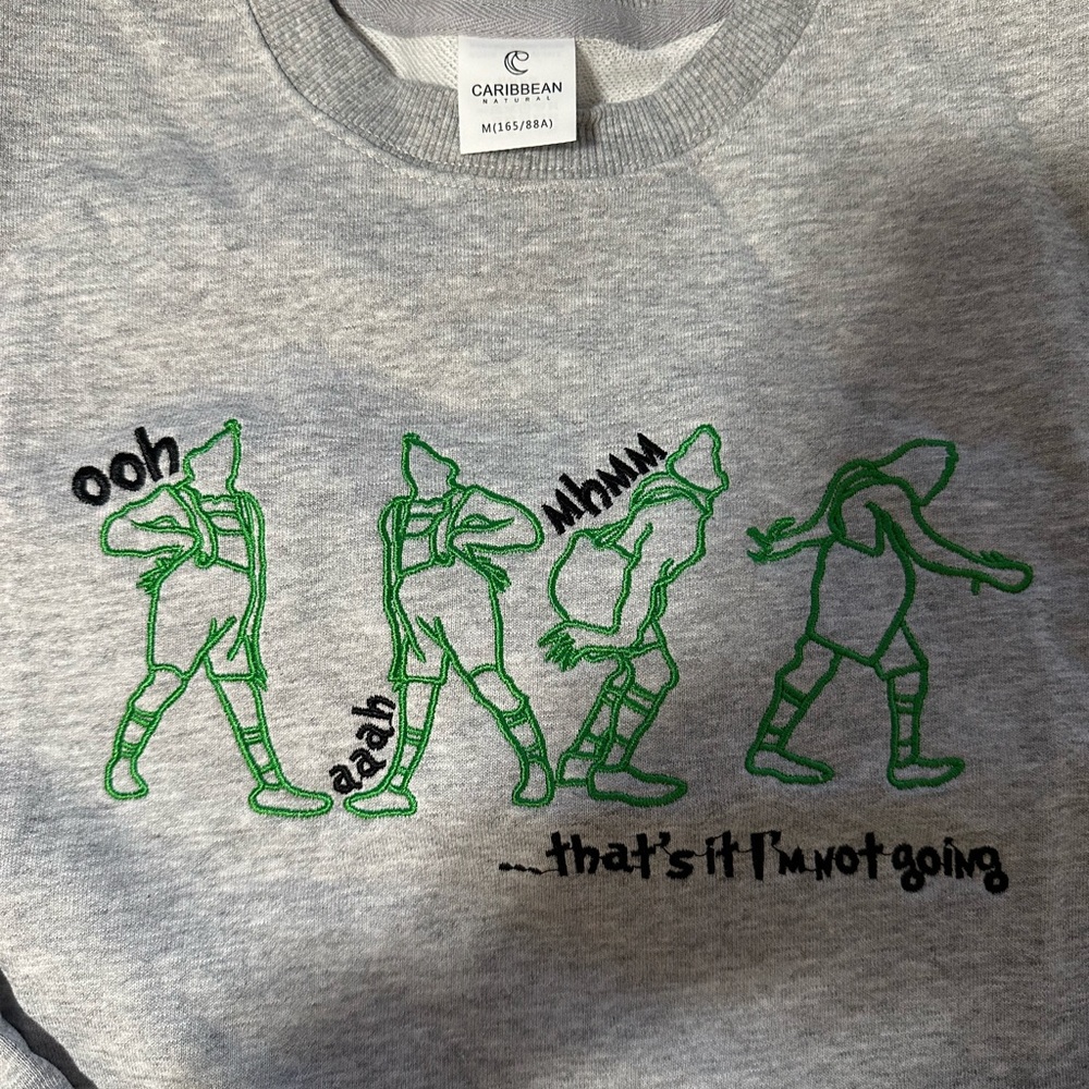 Grinch heathered grey ugly Christmas sweater holiday sweatshirt medium M